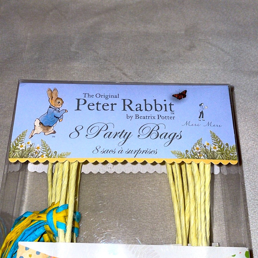 NIB Peter Rabbit Party Bags - Blue & Yellow.  Qty. (8) - Picture 2 of 4
